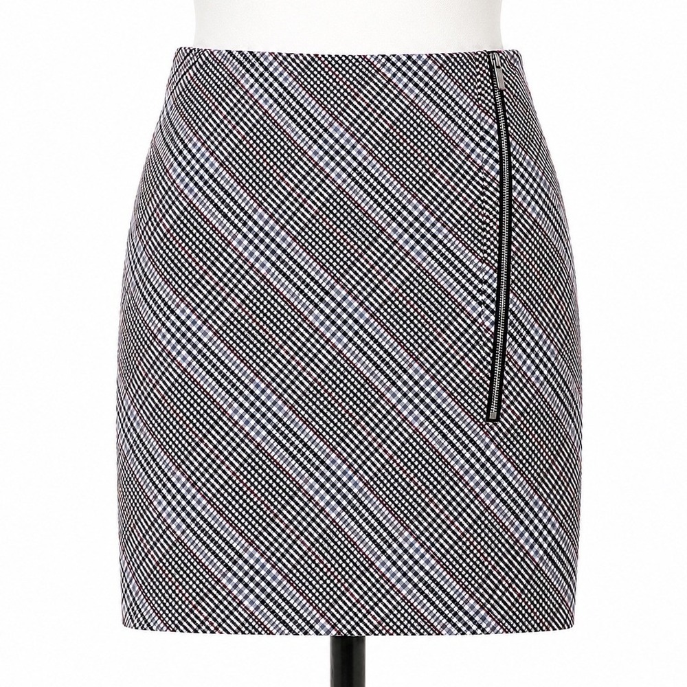 White House Black Market Plaid Wrap Skirt Office Siren Womens‎ 6 Side Zip Mini